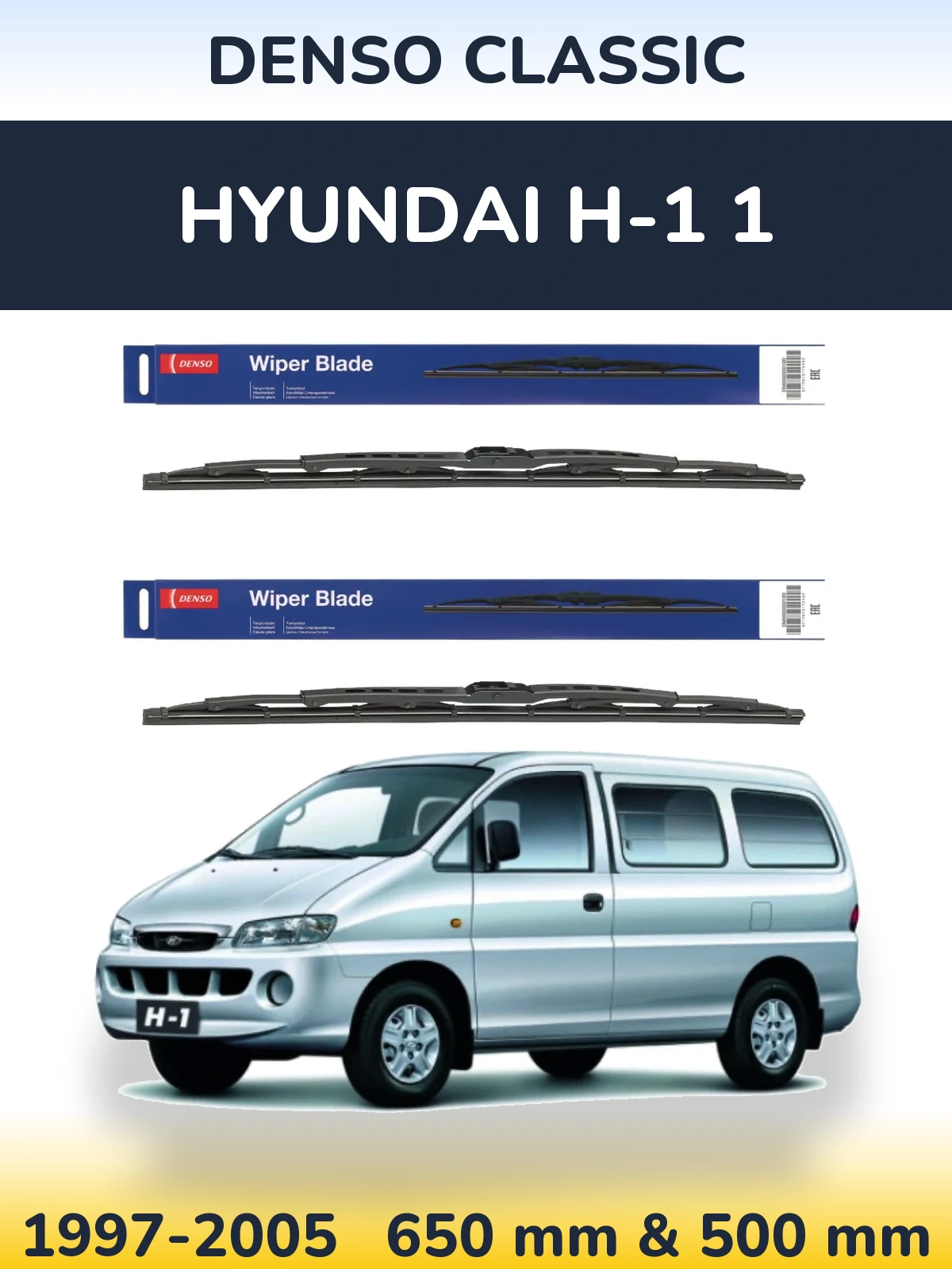 Sada předních stěračů Denso Classic 650 a 500 mm pro Hyundai H-1 1 1997-2005