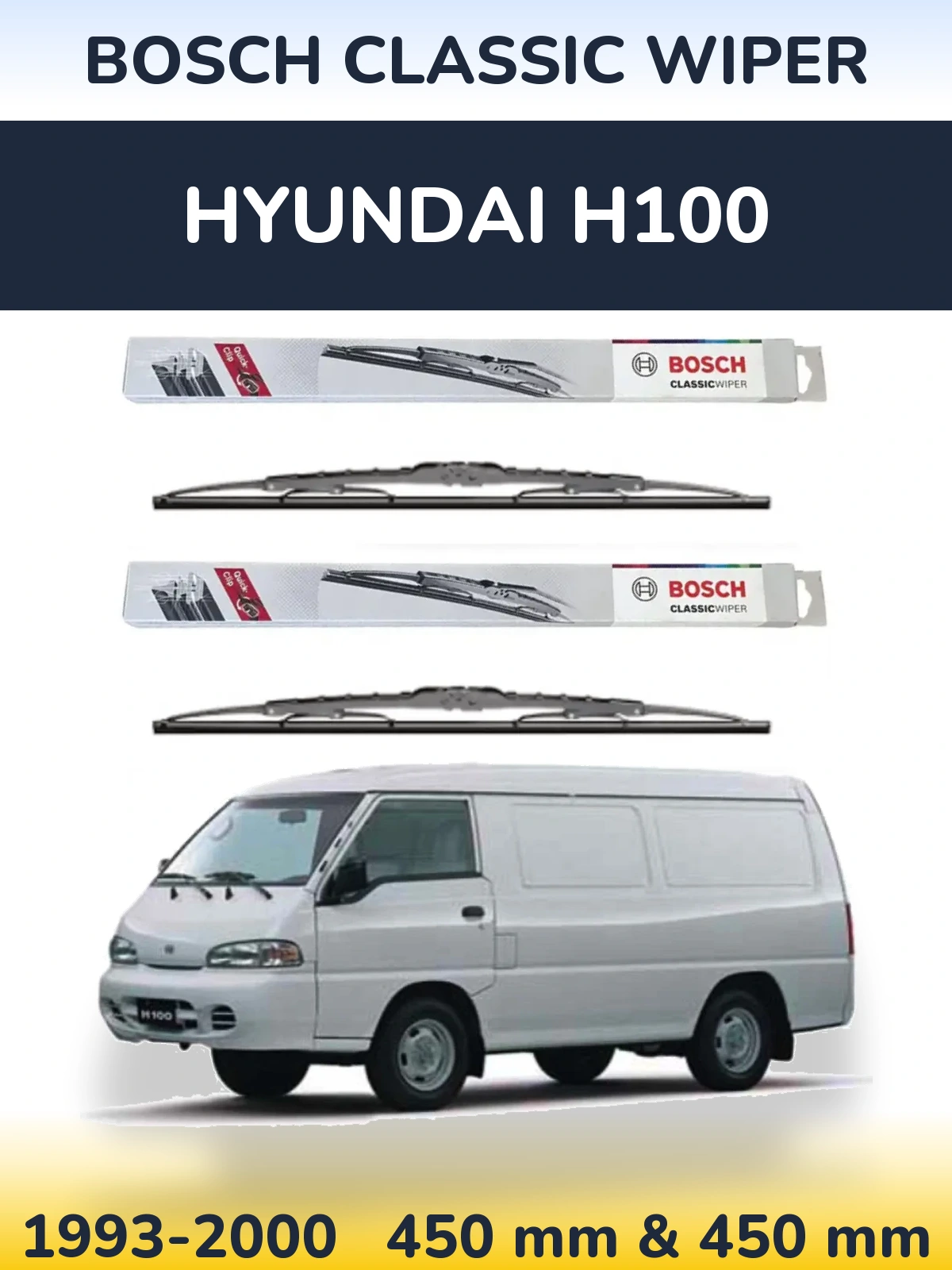 Sada předních stěračů BOSCH Classic Wiper 450 a 450 mm pro Hyundai H100 1993-2000