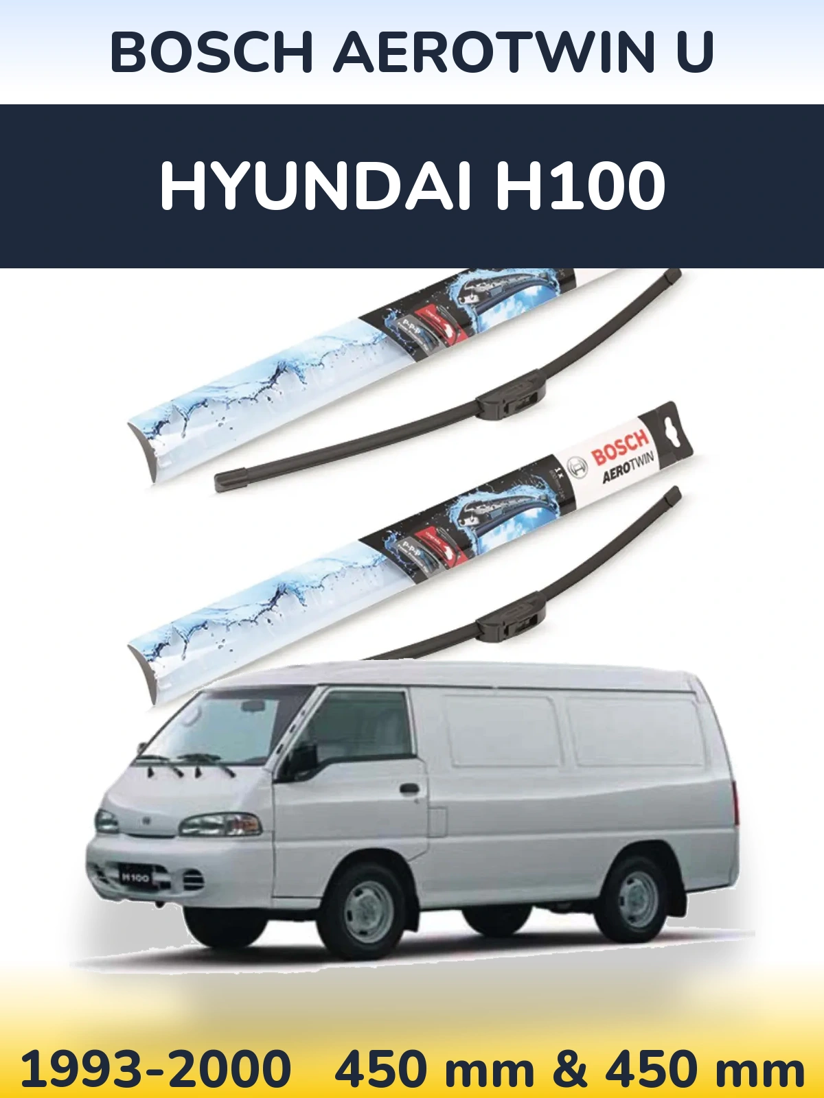 Sada předních stěračů BOSCH AeroTwin U 450 a 450 mm pro Hyundai H100 1993-2000