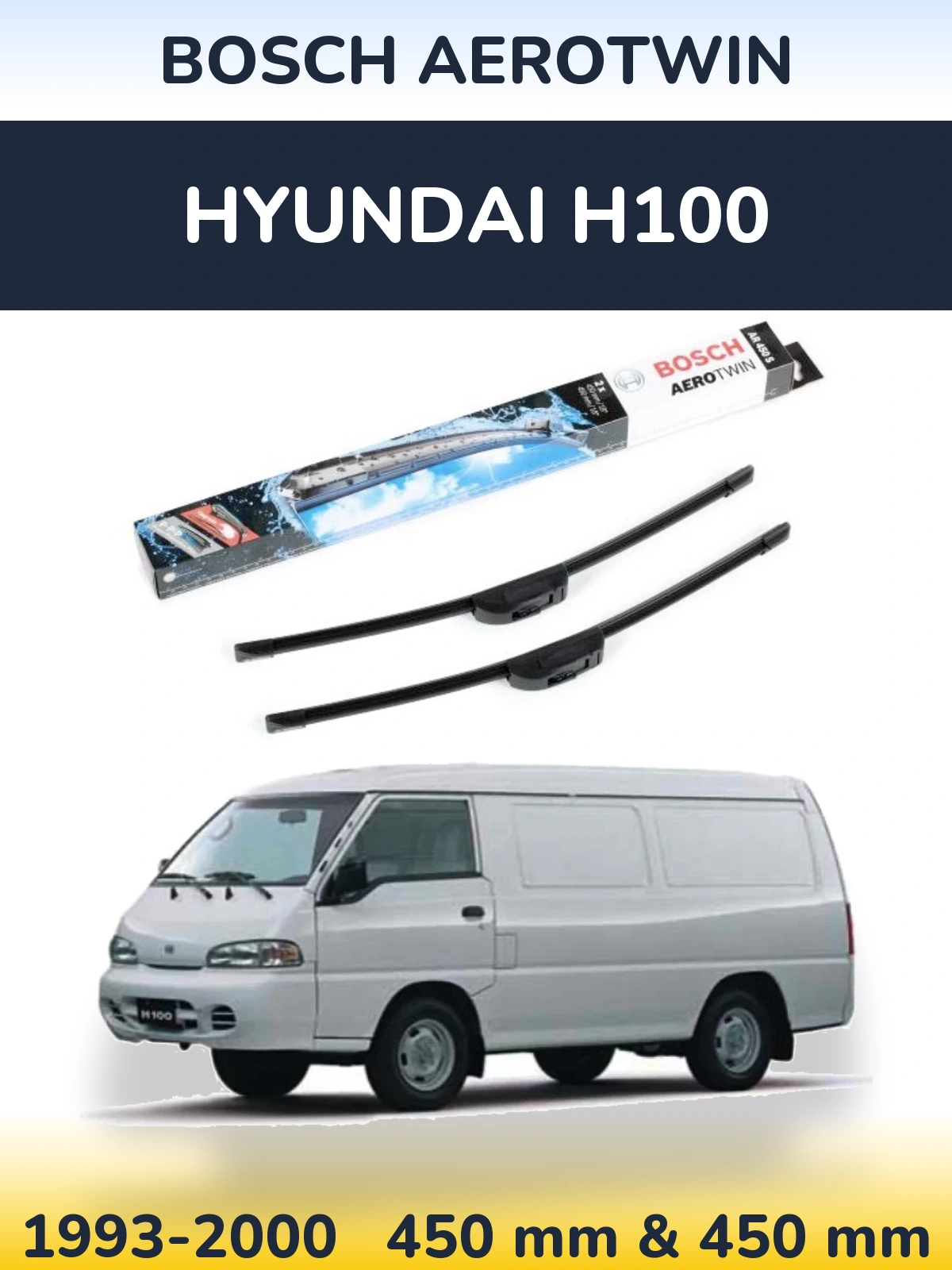 Sada předních stěračů BOSCH AeroTwin 450 a 450 mm pro Hyundai H100 1993-2000