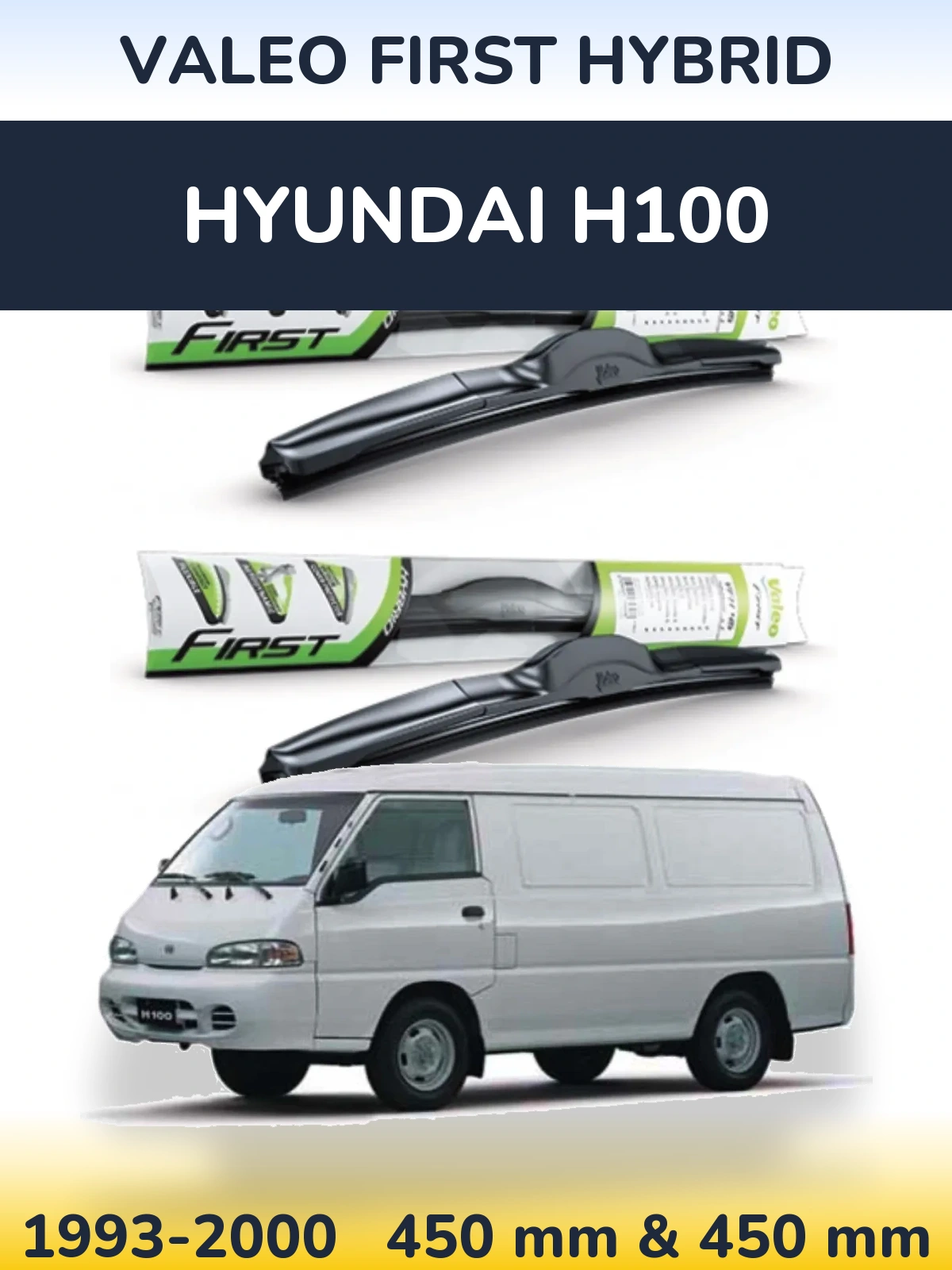 Sada předních stěračů Valeo First Hybrid 450 a 450 mm pro Hyundai H100 1993-2000