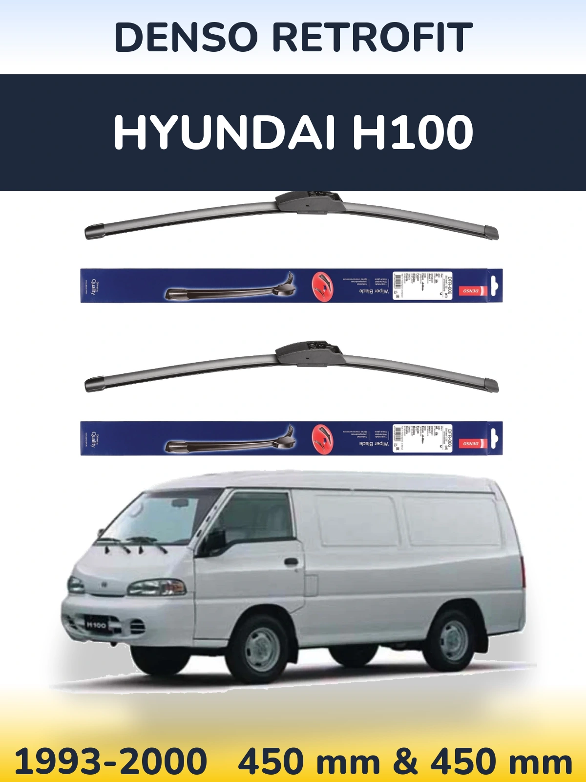 Sada předních stěračů Denso Retrofit 450 a 450 mm pro Hyundai H100 1993-2000