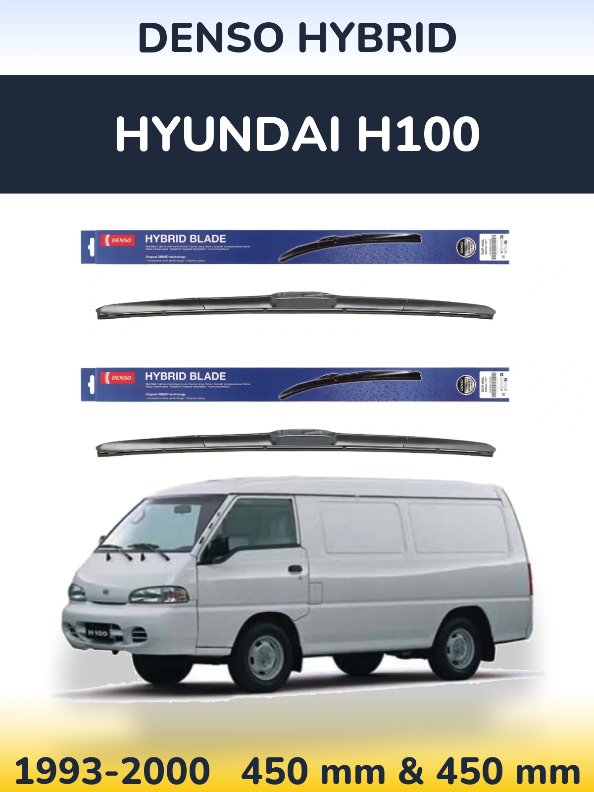 Sada předních stěračů Denso Hybrid 450 a 450 mm pro Hyundai H100 1993-2000