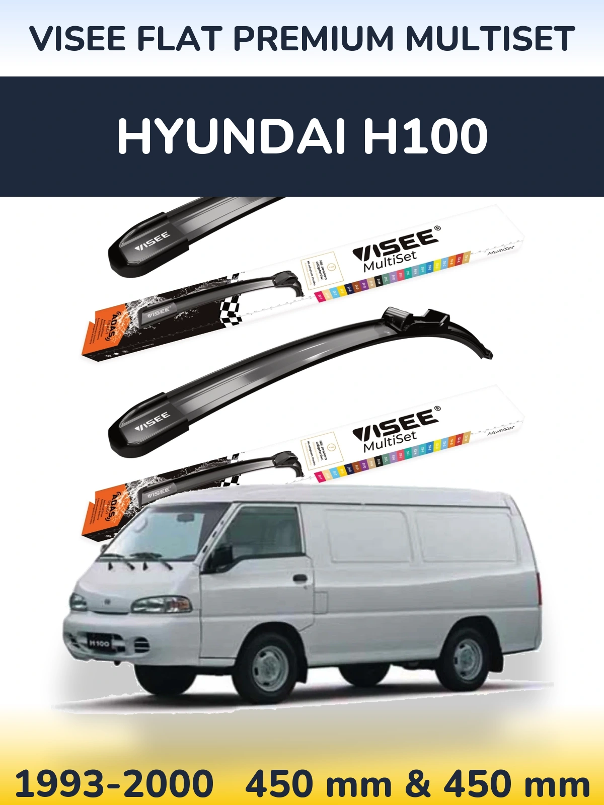 Sada předních stěračů VISEE FLAT PREMIUM MultiSet 450 a 450 mm pro Hyundai H100 1993-2000