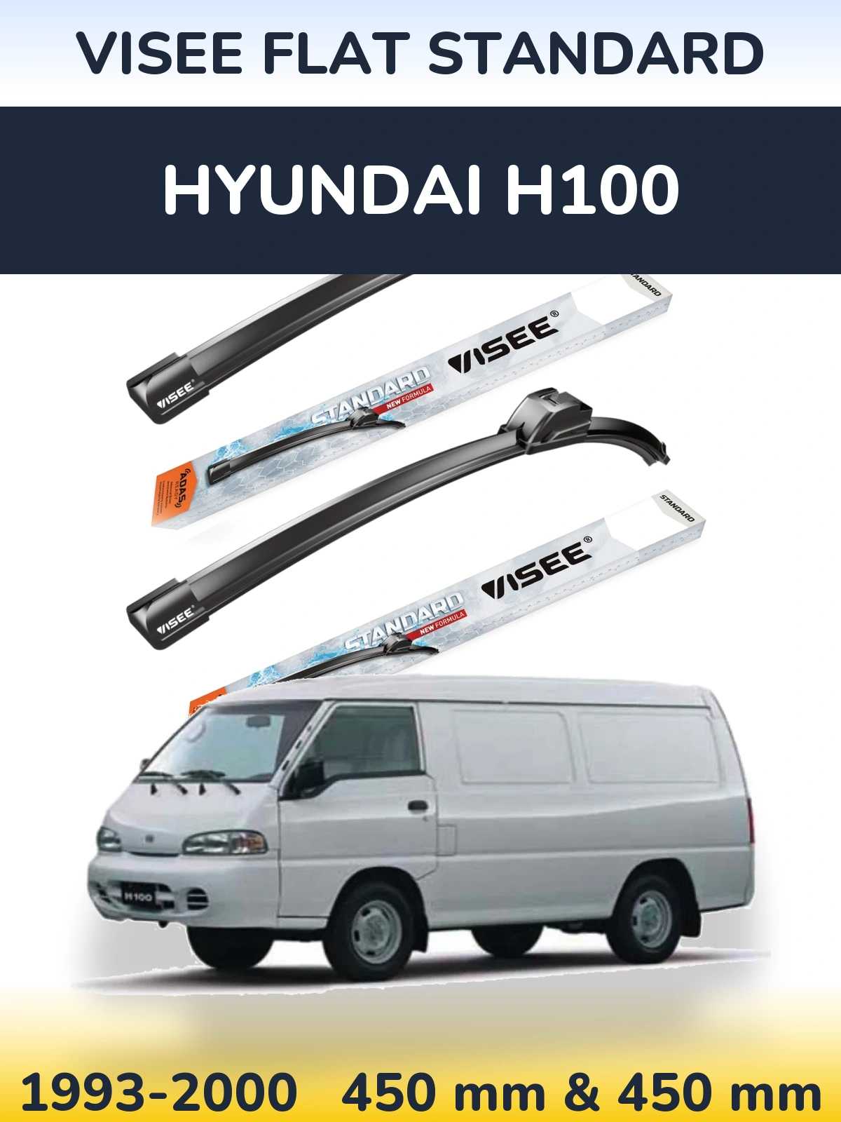 Sada předních stěračů VISEE FLAT STANDARD 450 a 450 mm pro Hyundai H100 1993-2000