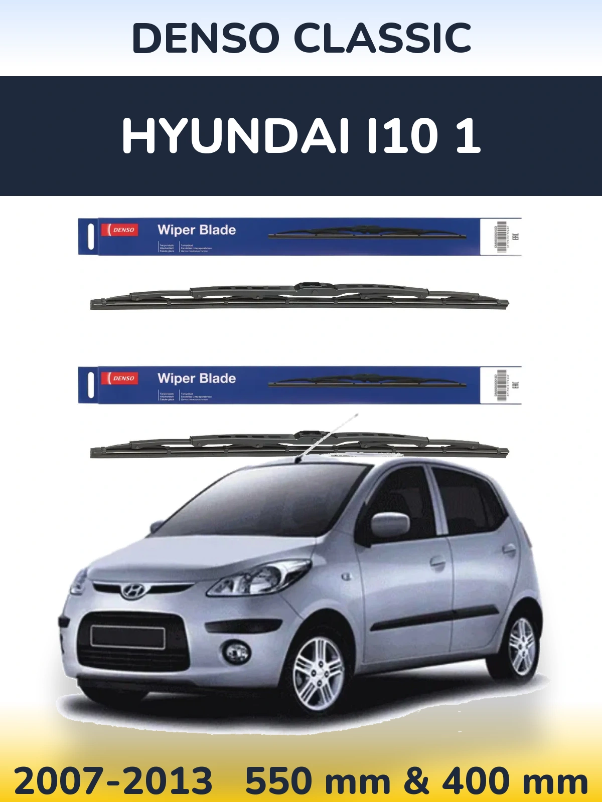 Sada předních stěračů Denso Classic 550 a 400 mm pro Hyundai i10 1 2007-2013