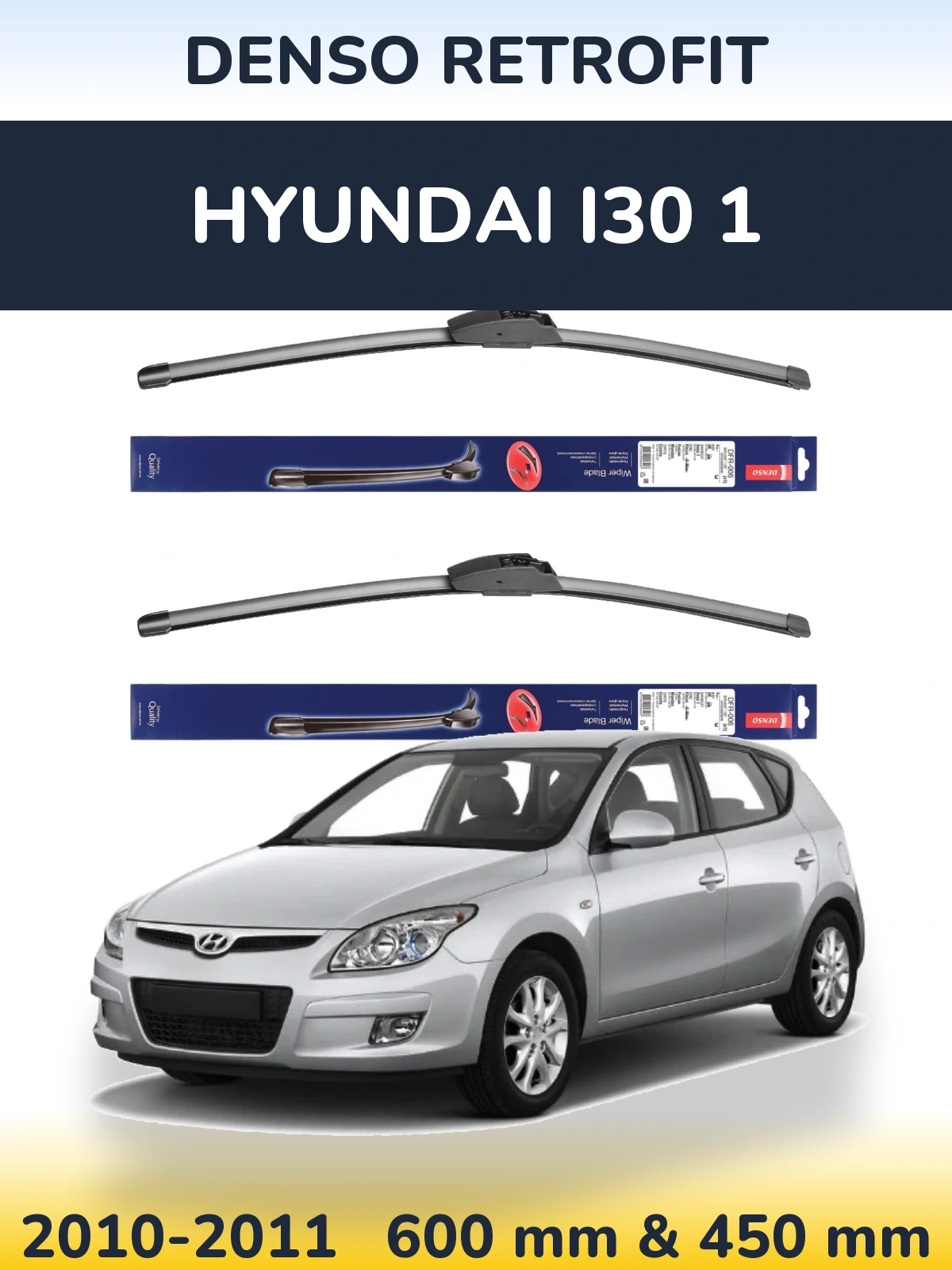 Sada předních stěračů Denso Retrofit 600 a 450 mm pro Hyundai i30 1 2010-2011