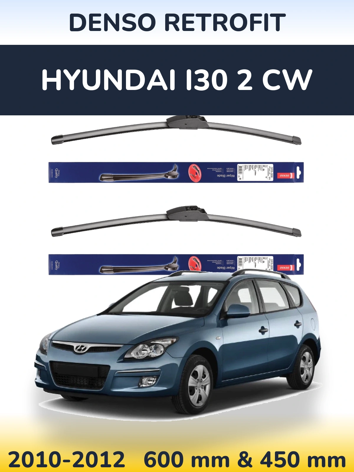Sada předních stěračů Denso Retrofit 600 a 450 mm pro Hyundai i30 2 CW 2010-2012