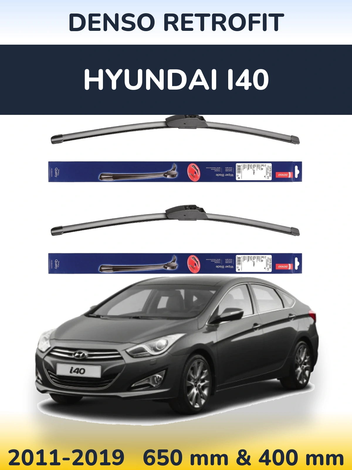 Sada předních stěračů Denso Retrofit 650 a 400 mm pro Hyundai i40 2011-2019