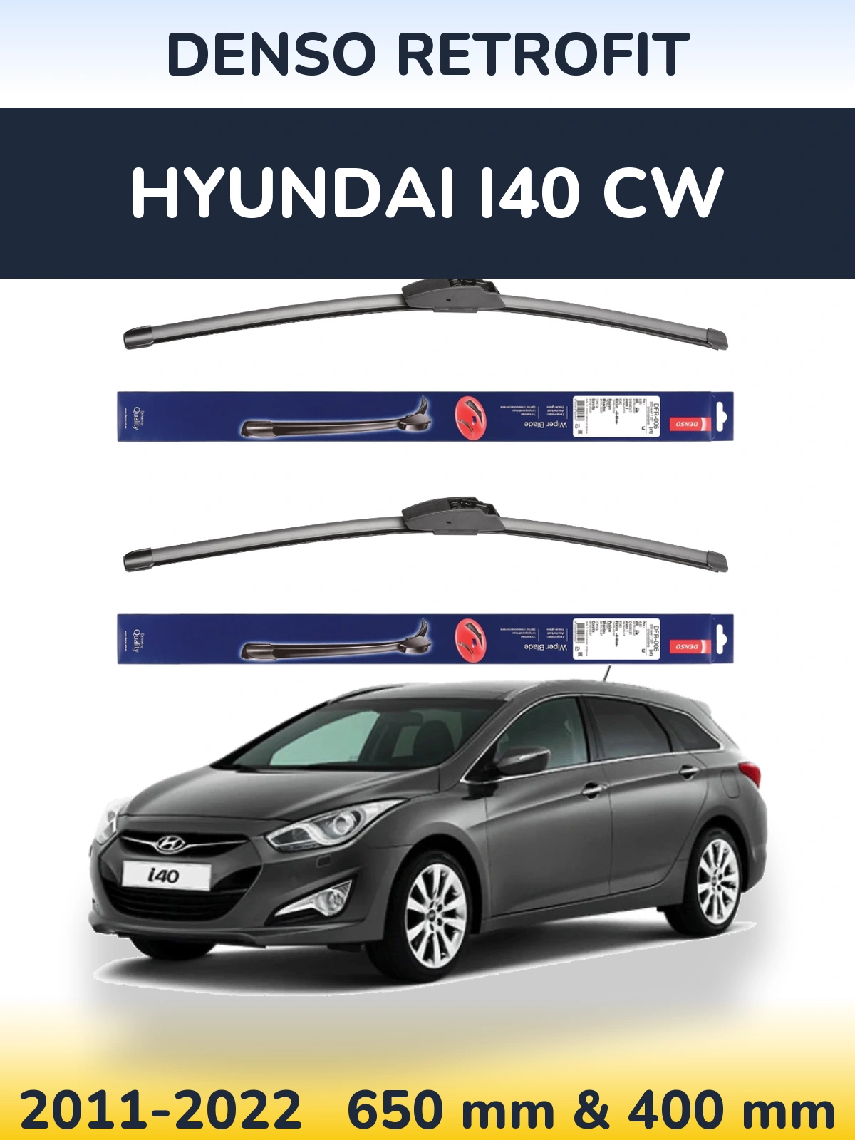 Sada předních stěračů Denso Retrofit 650 a 400 mm pro Hyundai i40 CW 2011-2022