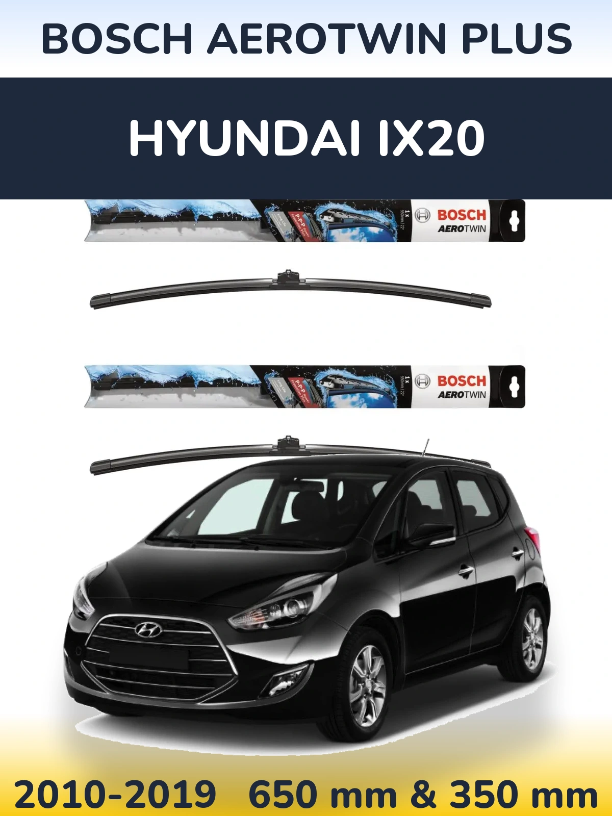 Комплект передніх щіток BOSCH AeroTwin Plus 650 & 350 мм для Hyundai ix20 2010-2019