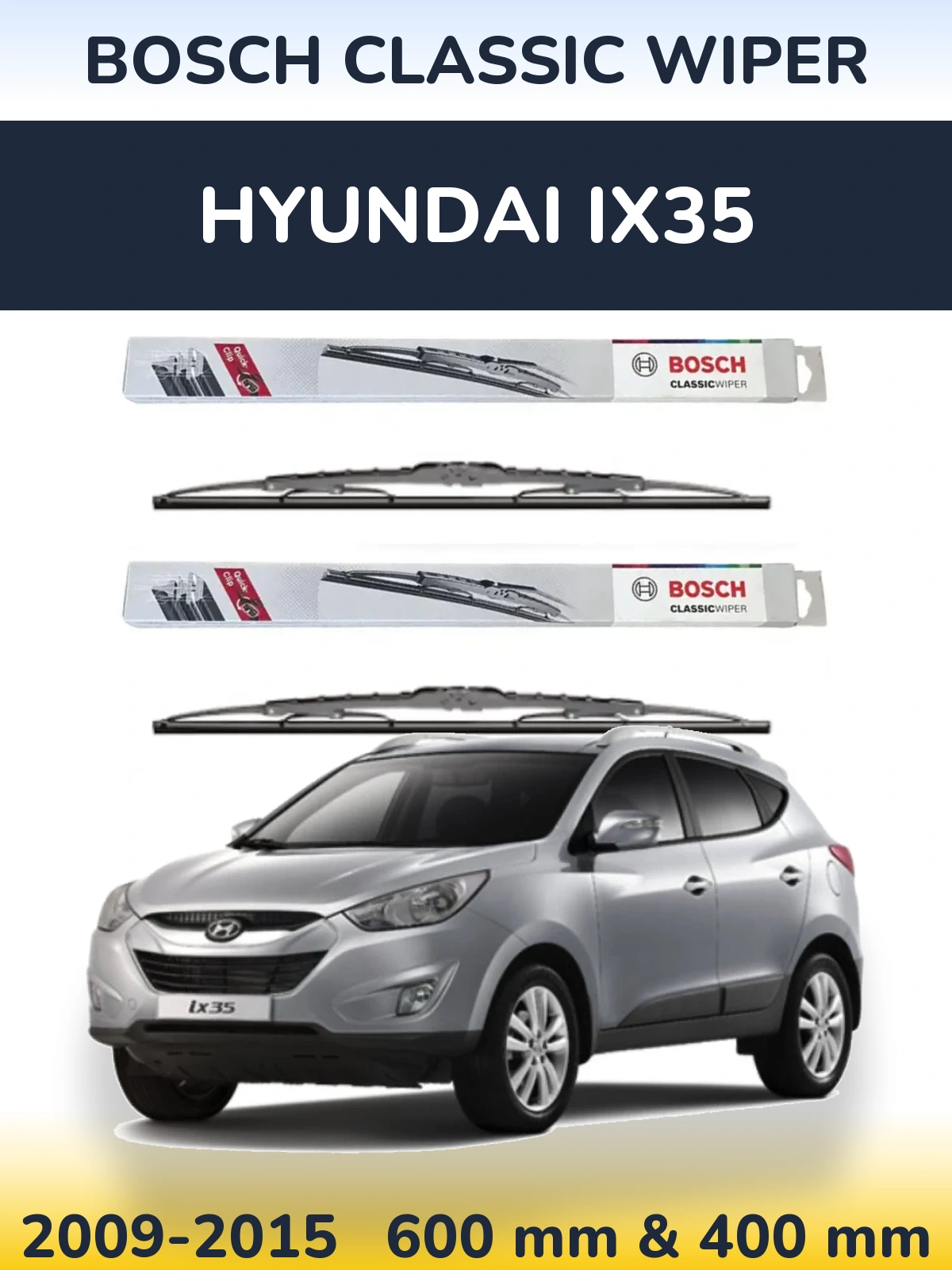Sada předních stěračů BOSCH Classic Wiper 600 a 400 mm pro Hyundai ix35 2009-2015