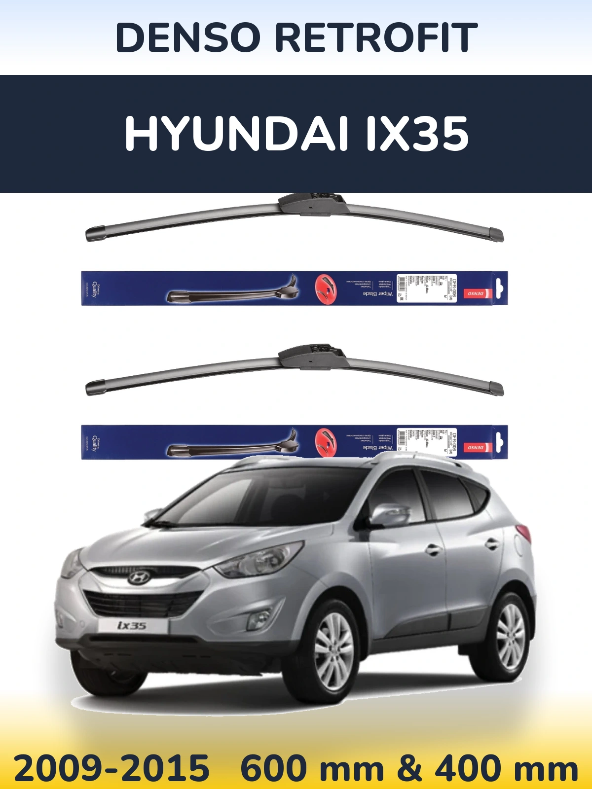Sada předních stěračů Denso Retrofit 600 a 400 mm pro Hyundai ix35 2009-2015