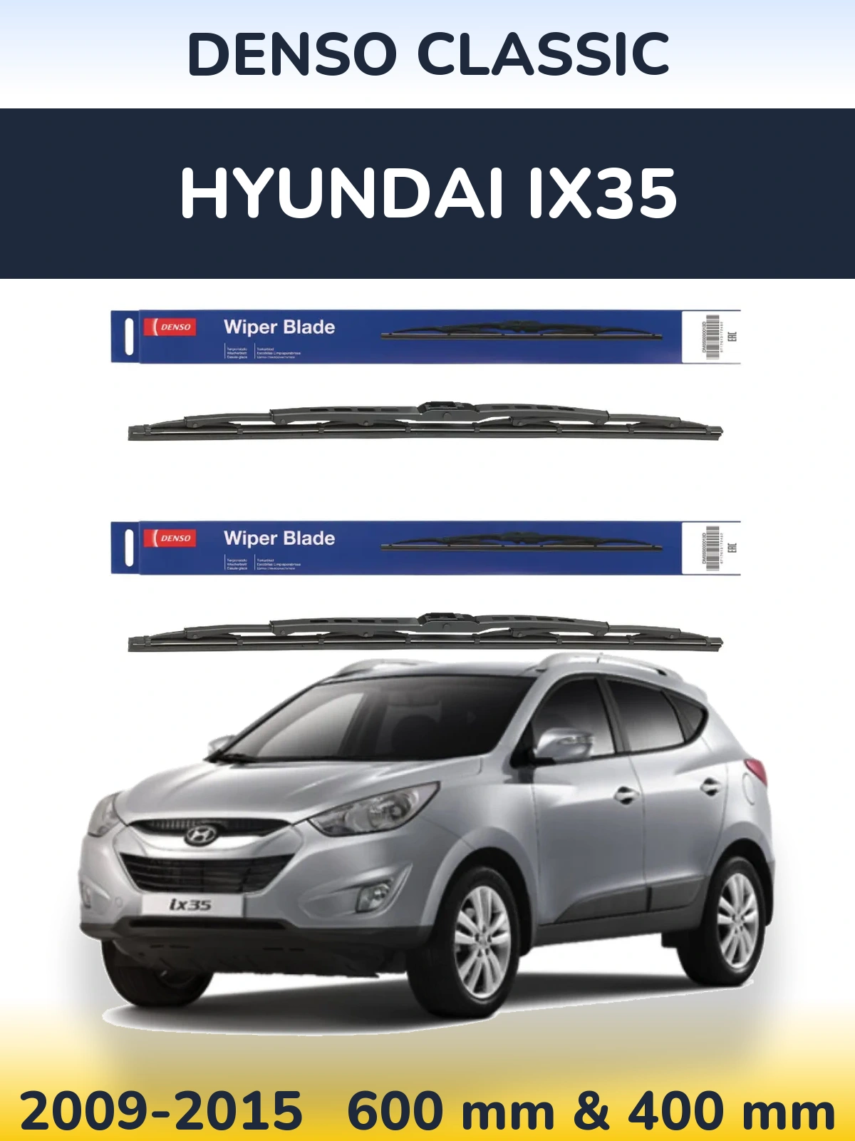 Sada předních stěračů Denso Classic 600 a 400 mm pro Hyundai ix35 2009-2015