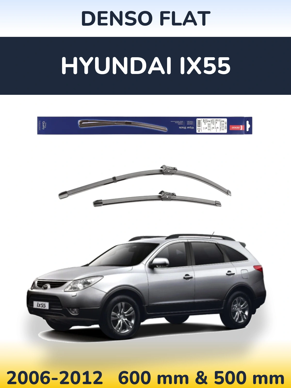 Sada předních stěračů Denso Flat 600 a 500 mm pro Hyundai ix55 2006-2012
