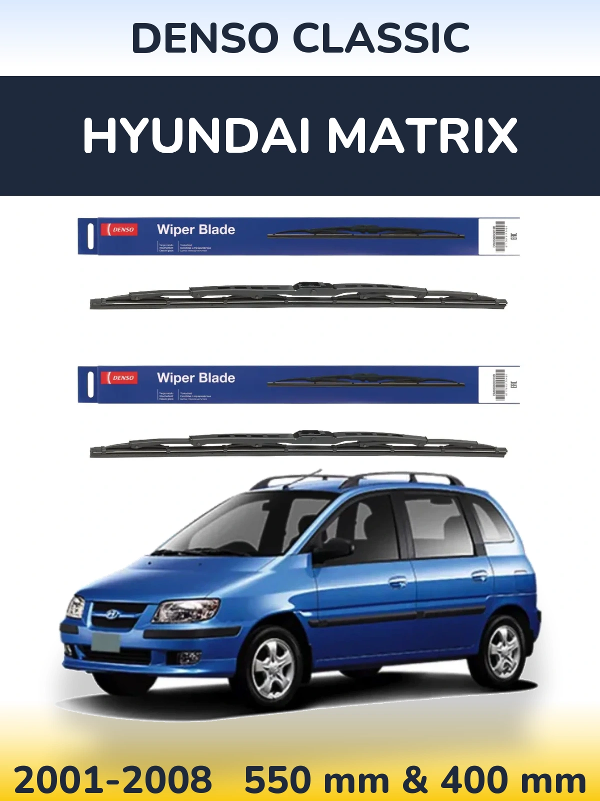 Sada předních stěračů Denso Classic 550 a 400 mm pro Hyundai Matrix 2001-2008