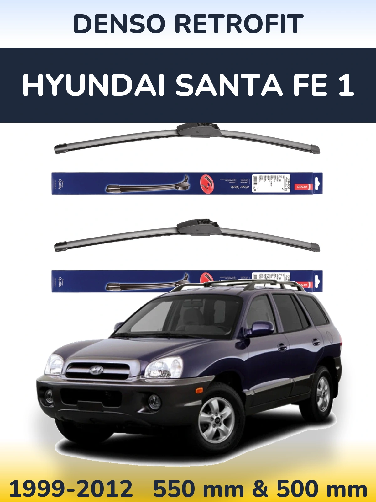 Sada předních stěračů Denso Retrofit 550 a 500 mm pro Hyundai Santa Fe 1 1999-2012