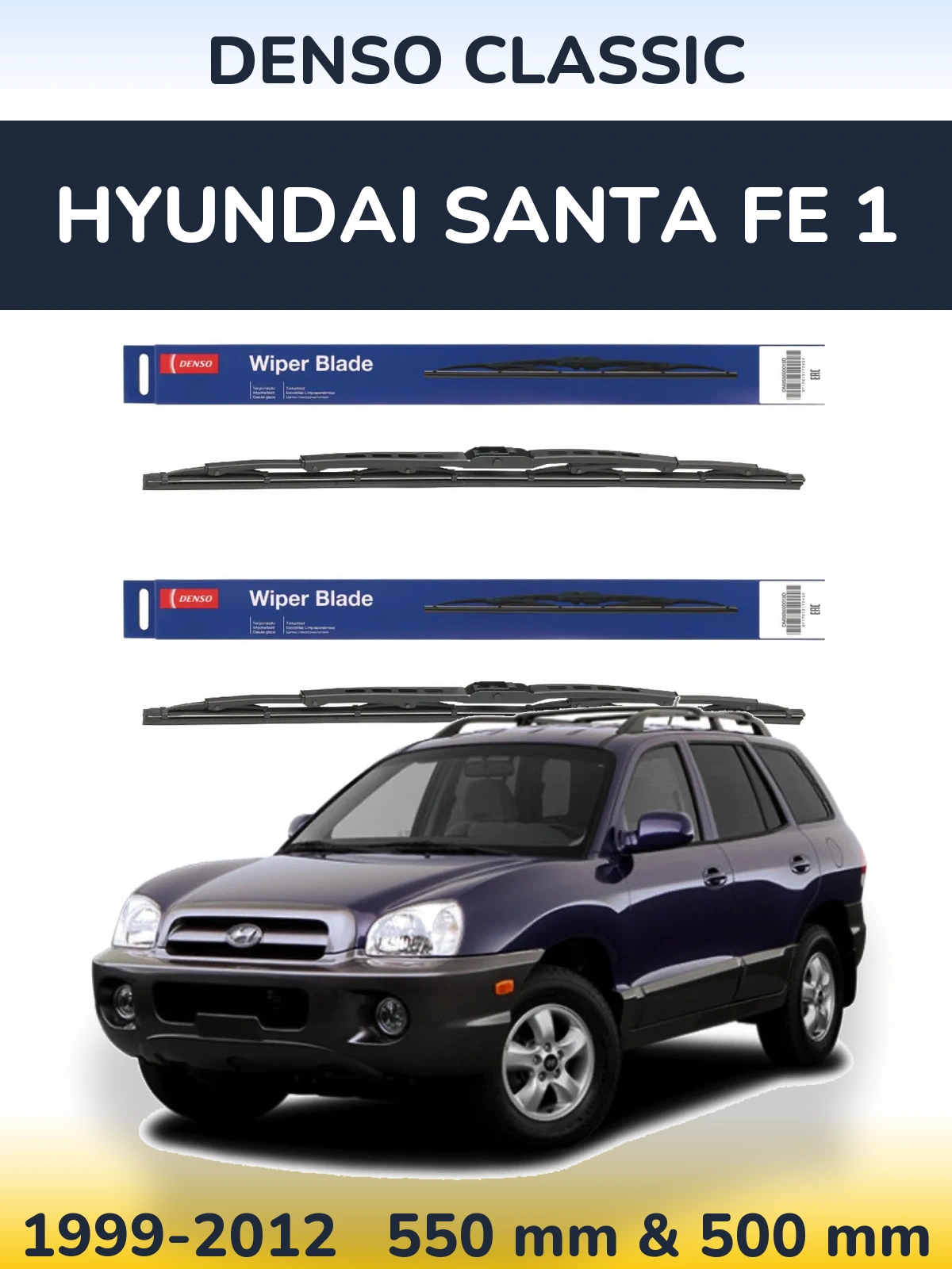 Sada předních stěračů Denso Classic 550 a 500 mm pro Hyundai Santa Fe 1 1999-2012