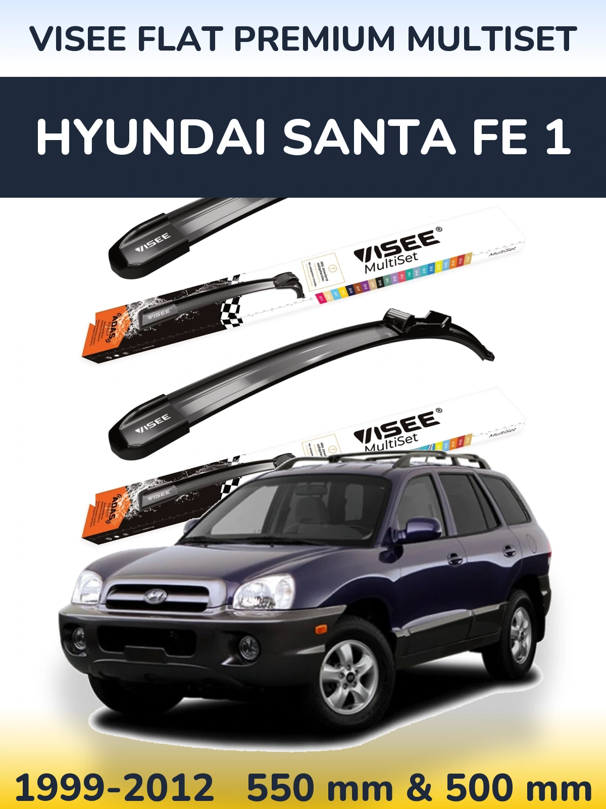 Sada předních stěračů VISEE FLAT PREMIUM MultiSet 550 a 500 mm pro Hyundai Santa Fe 1 1999-2012