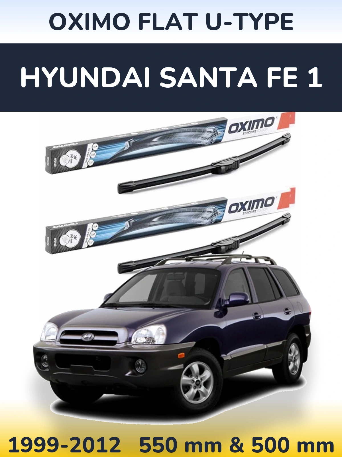 Sada předních stěračů Oximo Flat U-type 550 a 500 mm pro Hyundai Santa Fe 1 1999-2012