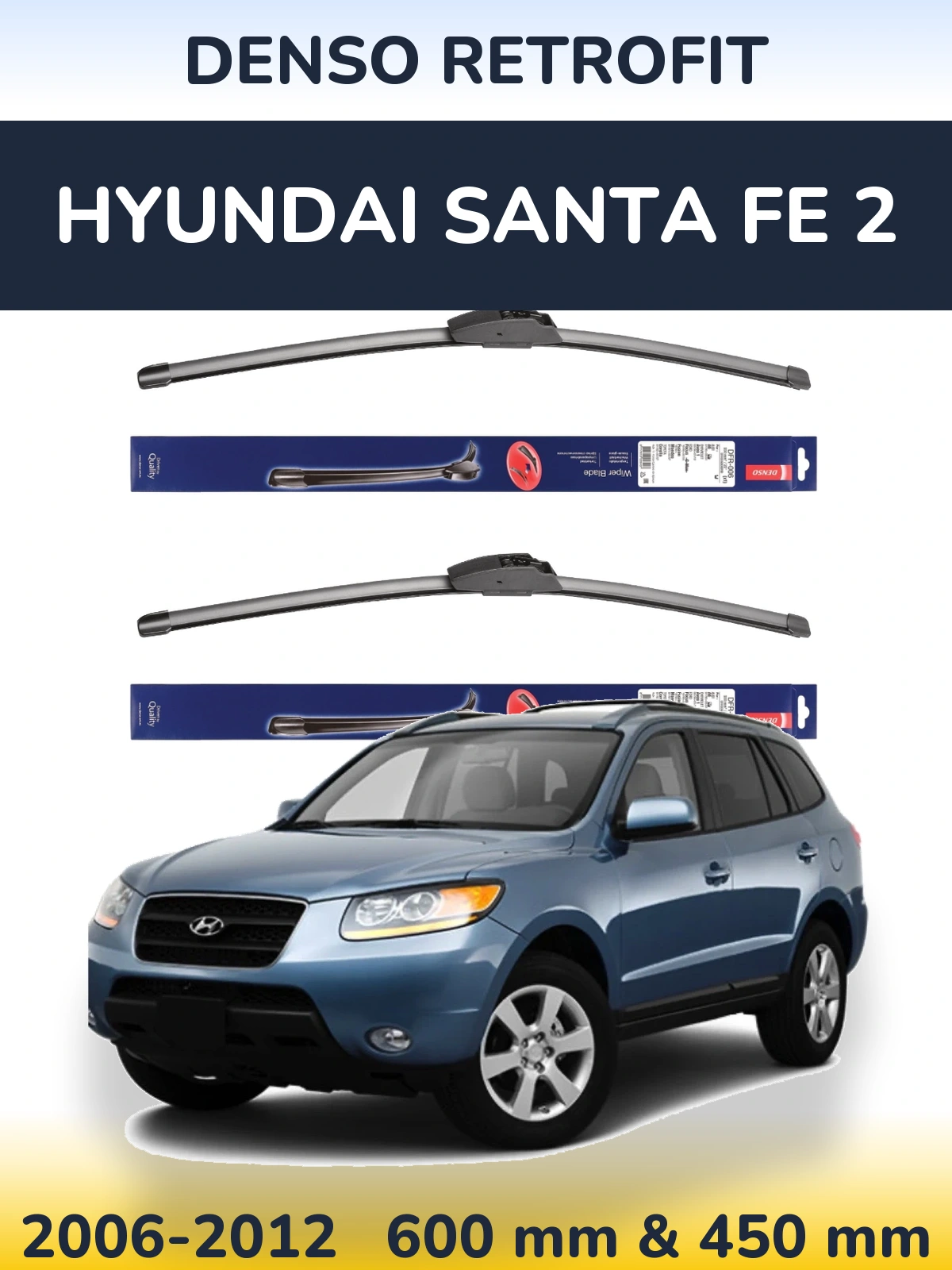 Sada předních stěračů Denso Retrofit 600 a 450 mm pro Hyundai Santa Fe 2 2006-2012