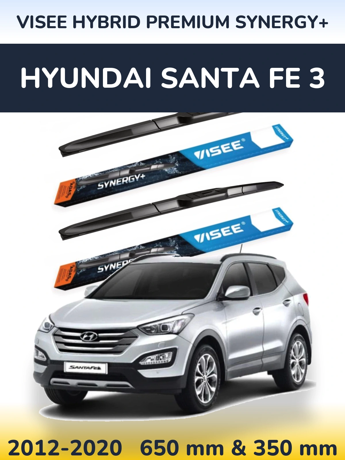 Sada předních stěračů VISEE HYBRID PREMIUM SYNERGY+ 650 a 350 mm pro Hyundai Santa Fe 3 2012-2020