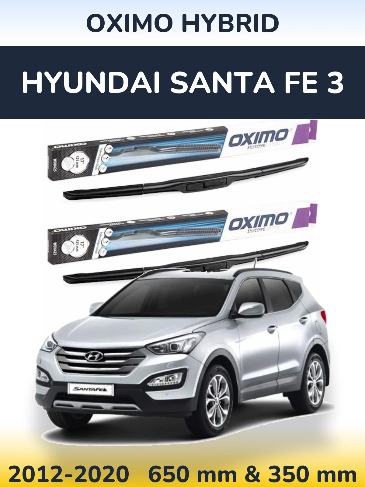 Sada předních stěračů Oximo Hybrid 650 a 350 mm pro Hyundai Santa Fe 3 2012-2020