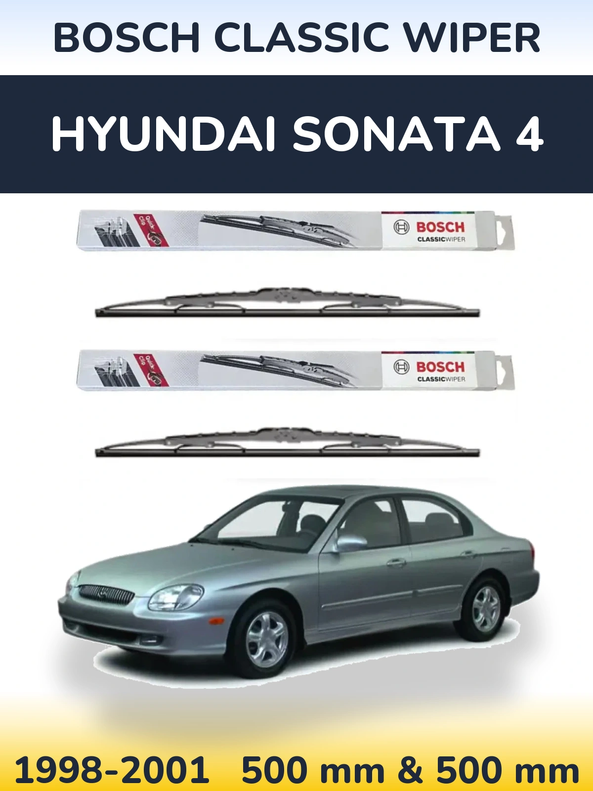 Sada předních stěračů BOSCH Classic Wiper 500 a 500 mm pro Hyundai Sonata 4 1998-2001