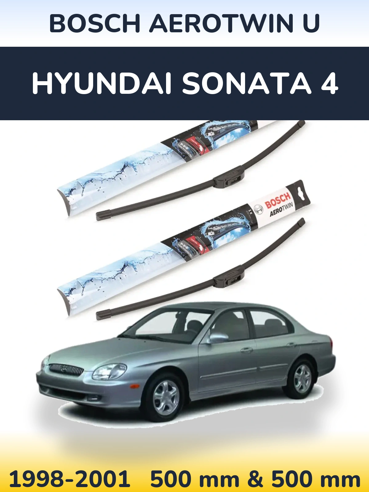 Sada předních stěračů BOSCH AeroTwin U 500 a 500 mm pro Hyundai Sonata 4 1998-2001