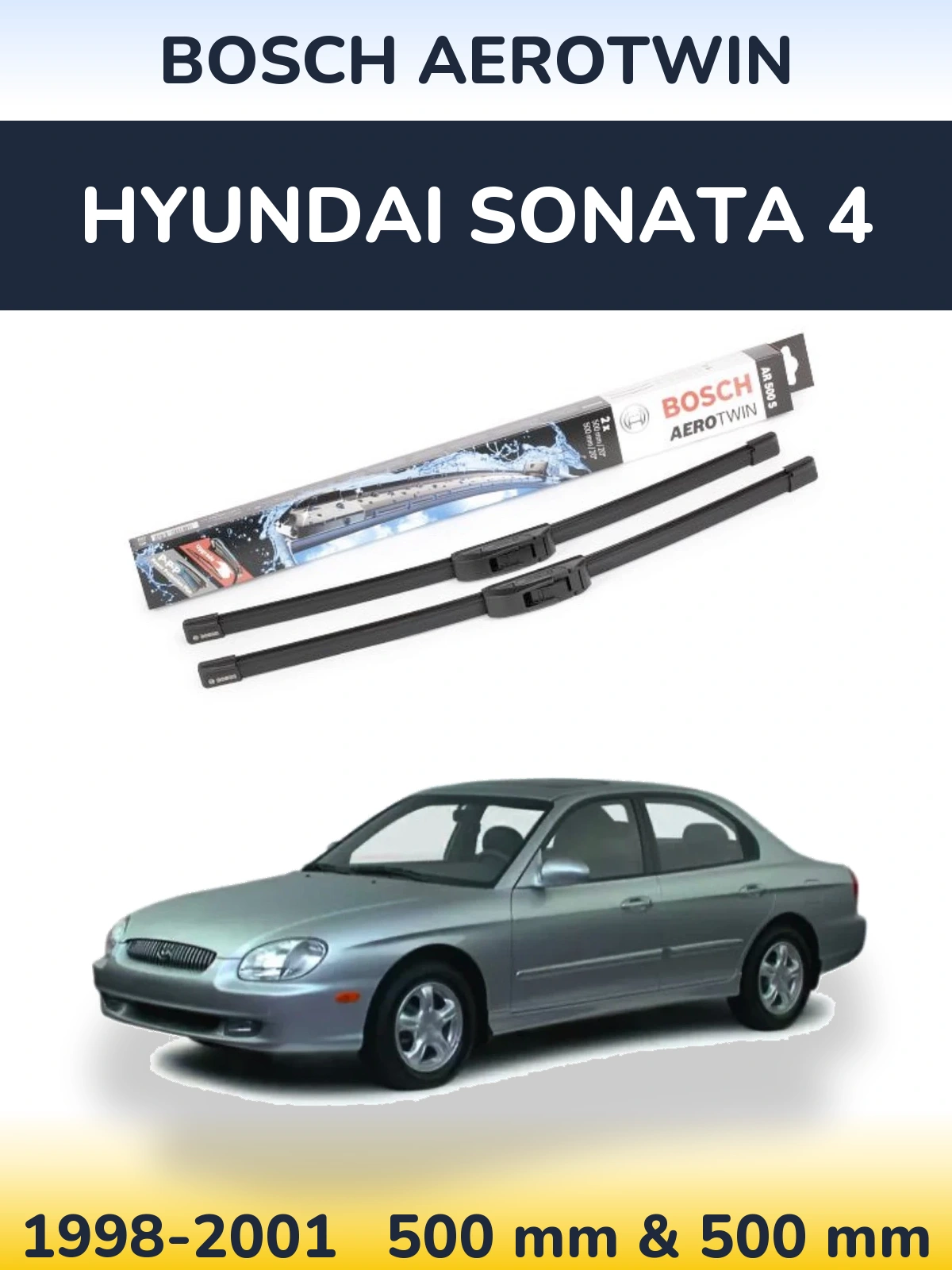 Sada předních stěračů BOSCH AeroTwin 500 a 500 mm pro Hyundai Sonata 4 1998-2001