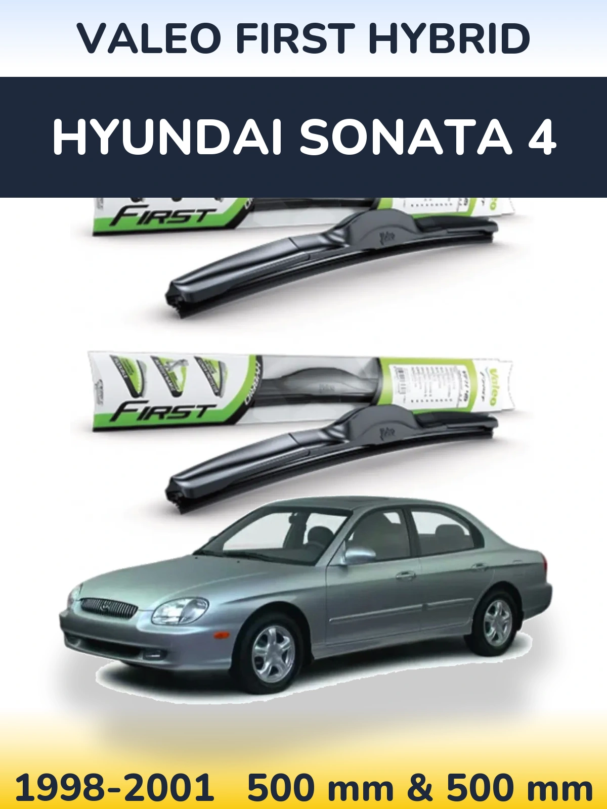 Sada předních stěračů Valeo First Hybrid 500 a 500 mm pro Hyundai Sonata 4 1998-2001
