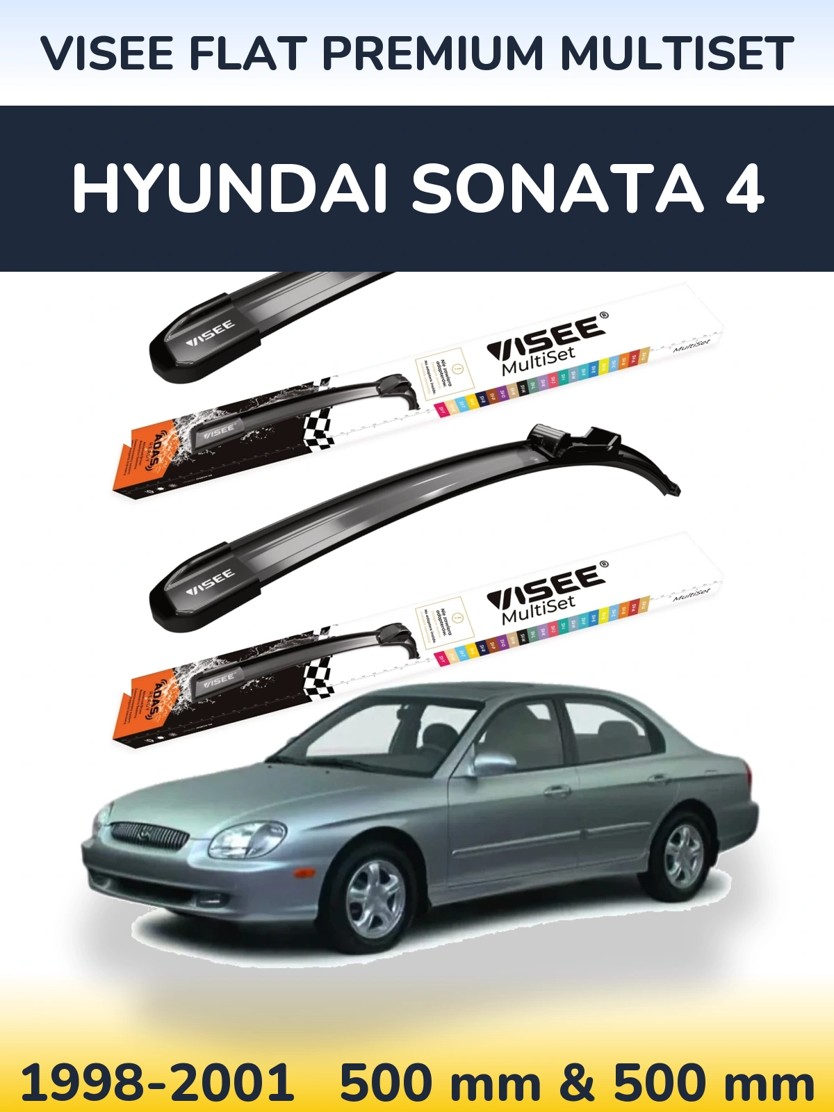 Sada předních stěračů VISEE FLAT PREMIUM MultiSet 500 a 500 mm pro Hyundai Sonata 4 1998-2001