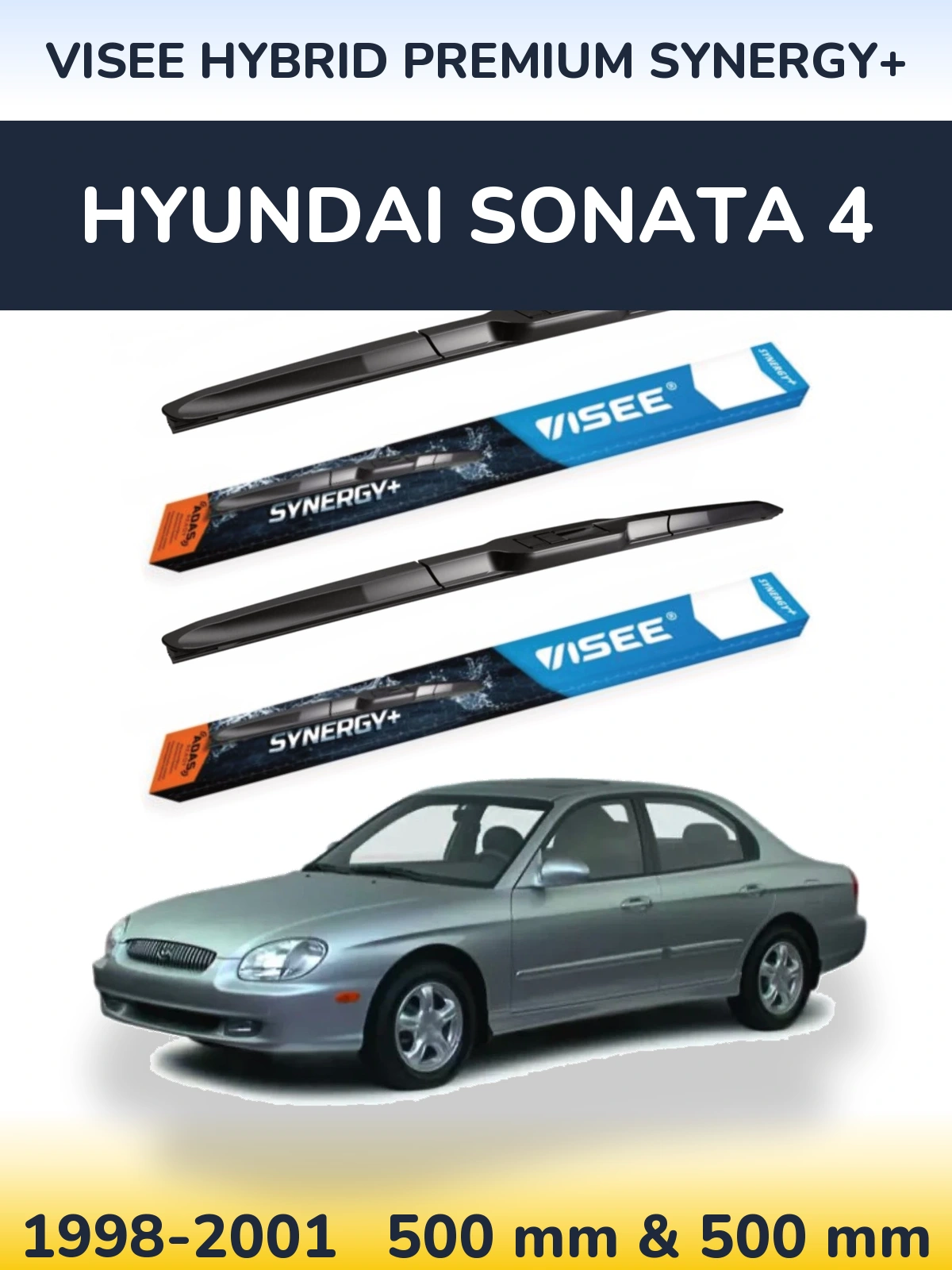 Sada předních stěračů VISEE HYBRID PREMIUM SYNERGY+ 500 a 500 mm pro Hyundai Sonata 4 1998-2001