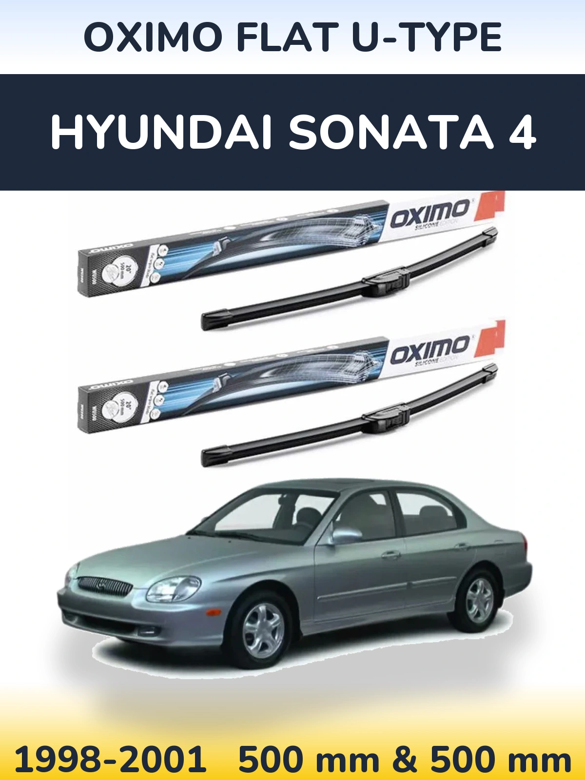 Комплект передніх щіток Oximo Flat U-type 500 & 500 мм для Hyundai Sonata 4 1998-2001