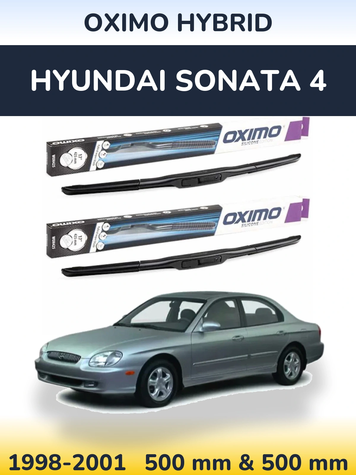 Sada předních stěračů Oximo Hybrid 500 a 500 mm pro Hyundai Sonata 4 1998-2001