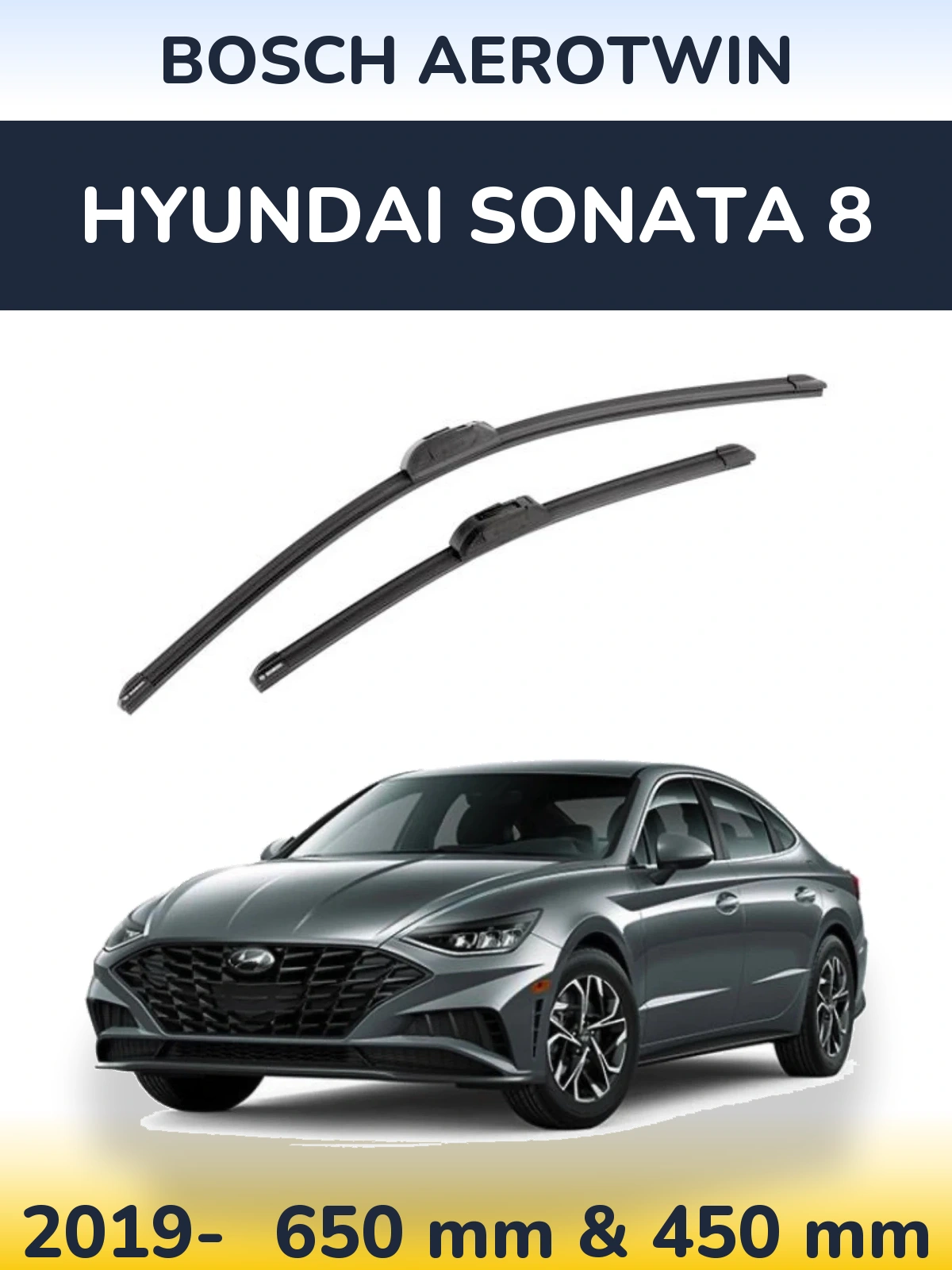 Sada předních stěračů BOSCH AeroTwin 650 a 450 mm pro Hyundai Sonata 8 2019-2026