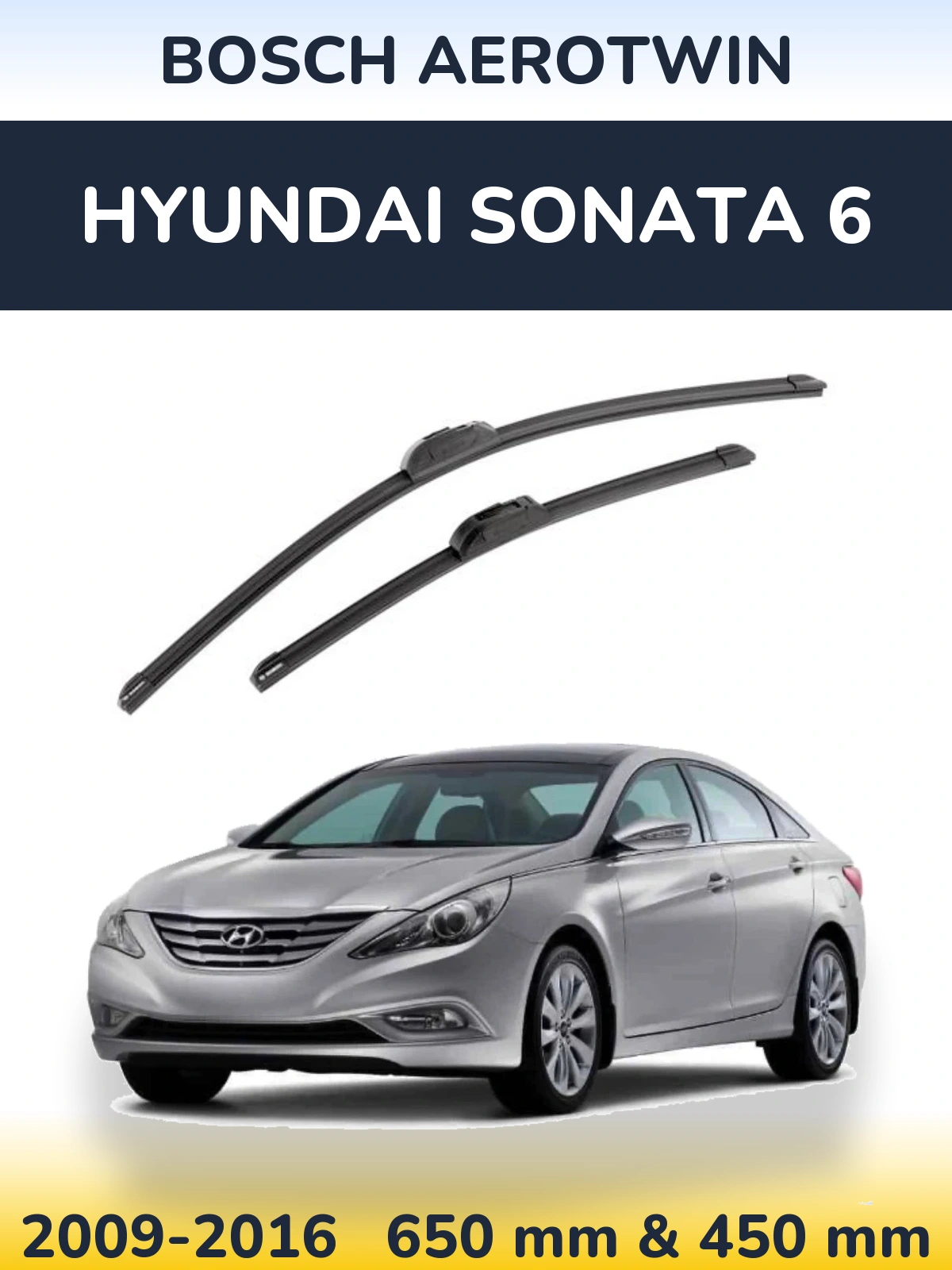 Sada předních stěračů BOSCH AeroTwin 650 a 450 mm pro Hyundai Sonata 6 2009-2016