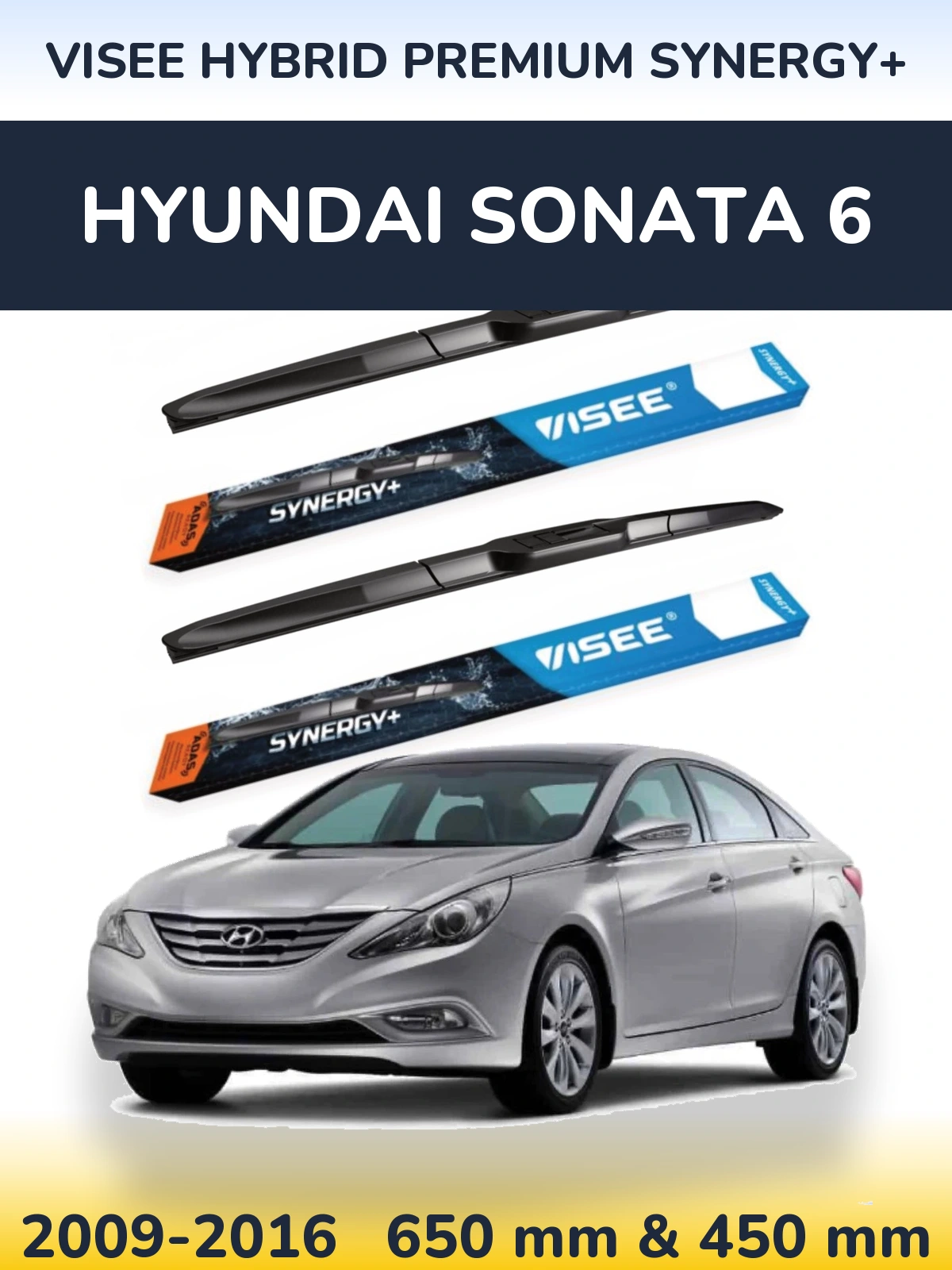 Sada předních stěračů VISEE HYBRID PREMIUM SYNERGY+ 650 a 450 mm pro Hyundai Sonata 6 2009-2016