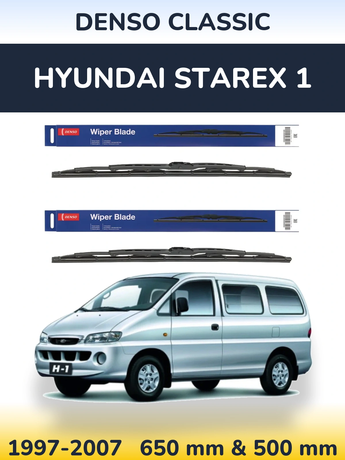Sada předních stěračů Denso Classic 650 a 500 mm pro Hyundai Starex 1 1997-2007