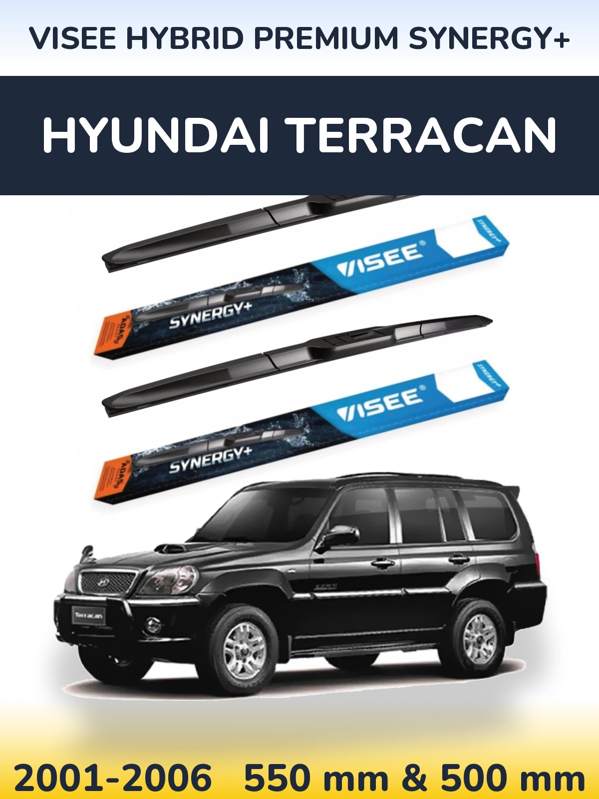 Sada předních stěračů VISEE HYBRID PREMIUM SYNERGY+ 550 a 500 mm pro Hyundai Terracan 2001-2006