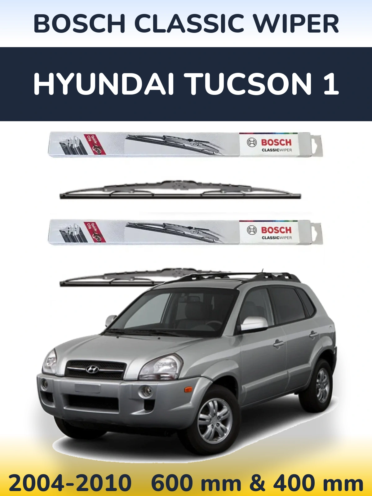 Sada předních stěračů BOSCH Classic Wiper 600 a 400 mm pro Hyundai Tucson 1 2004-2010