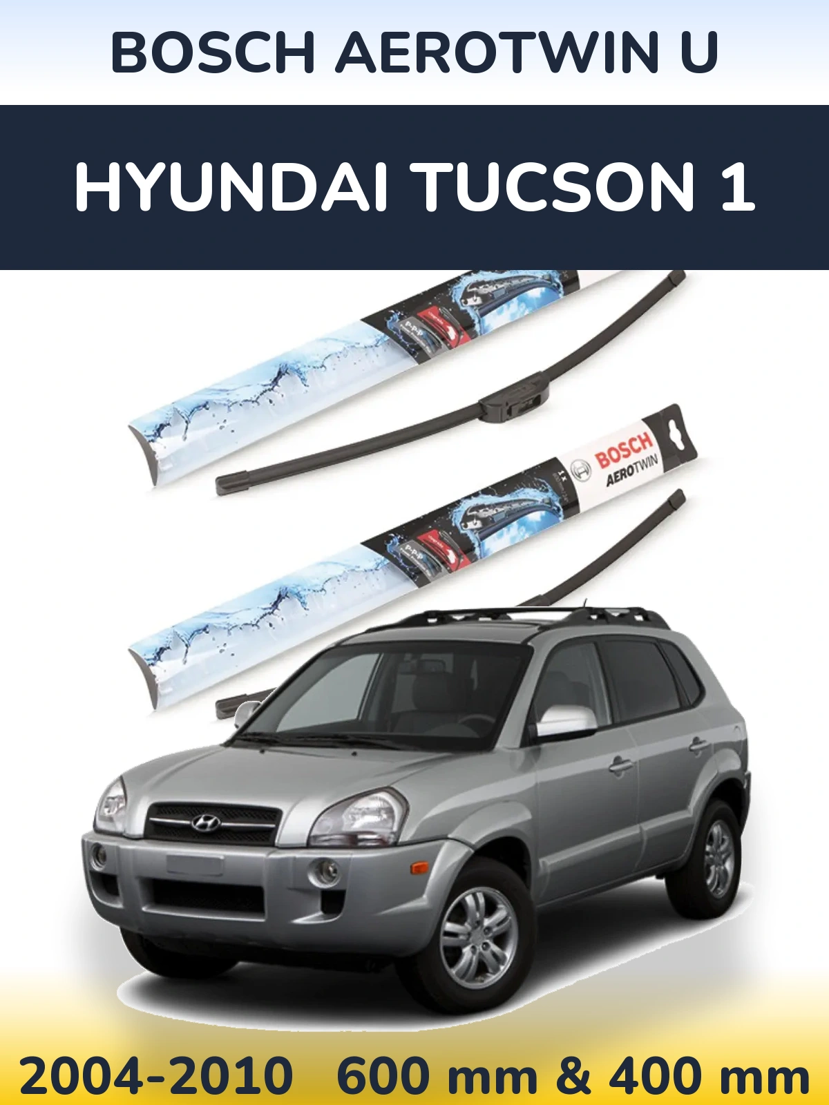 Sada předních stěračů BOSCH AeroTwin U 600 a 400 mm pro Hyundai Tucson 1 2004-2010