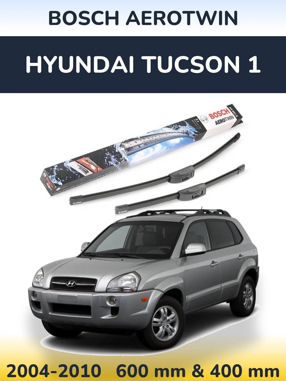 Sada předních stěračů BOSCH AeroTwin 600 a 400 mm pro Hyundai Tucson 1 2004-2010