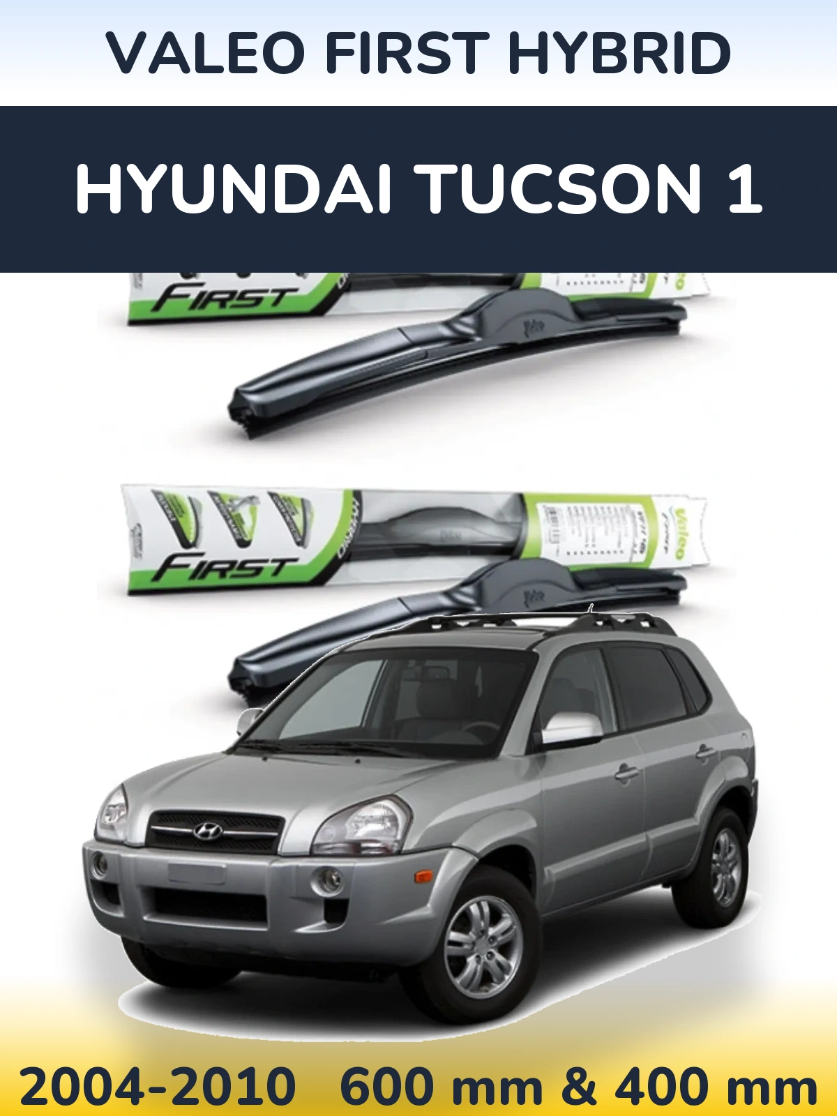 Sada předních stěračů Valeo First Hybrid 600 a 400 mm pro Hyundai Tucson 1 2004-2010