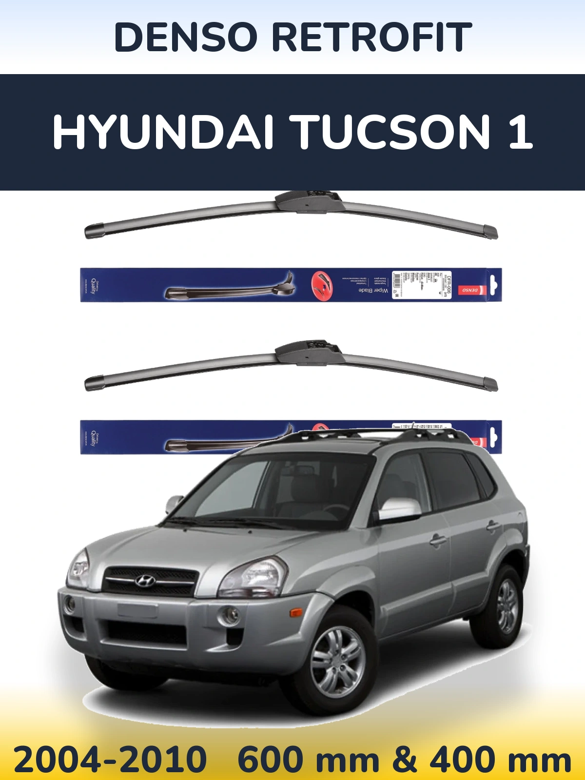 Sada předních stěračů Denso Retrofit 600 a 400 mm pro Hyundai Tucson 1 2004-2010