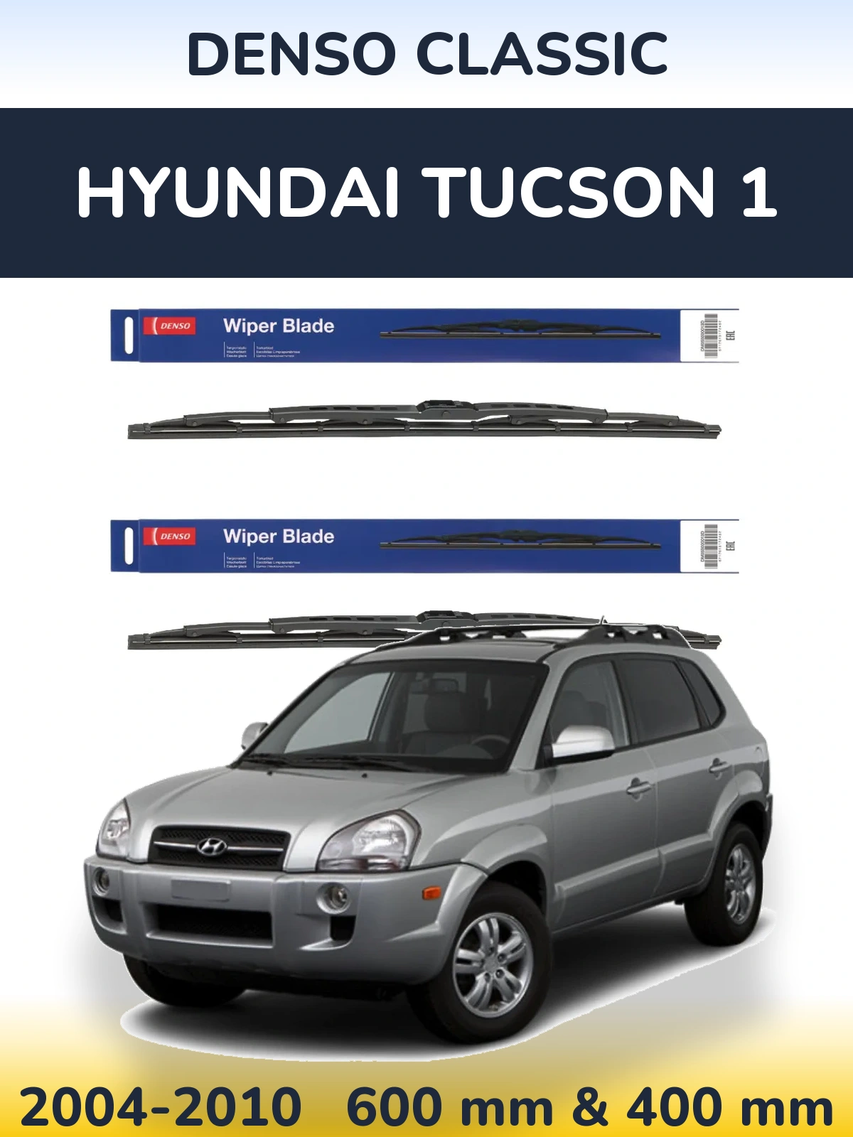 Sada předních stěračů Denso Classic 600 a 400 mm pro Hyundai Tucson 1 2004-2010