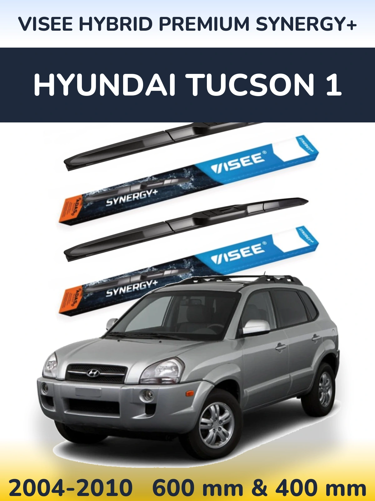 Sada předních stěračů VISEE HYBRID PREMIUM SYNERGY+ 600 a 400 mm pro Hyundai Tucson 1 2004-2010