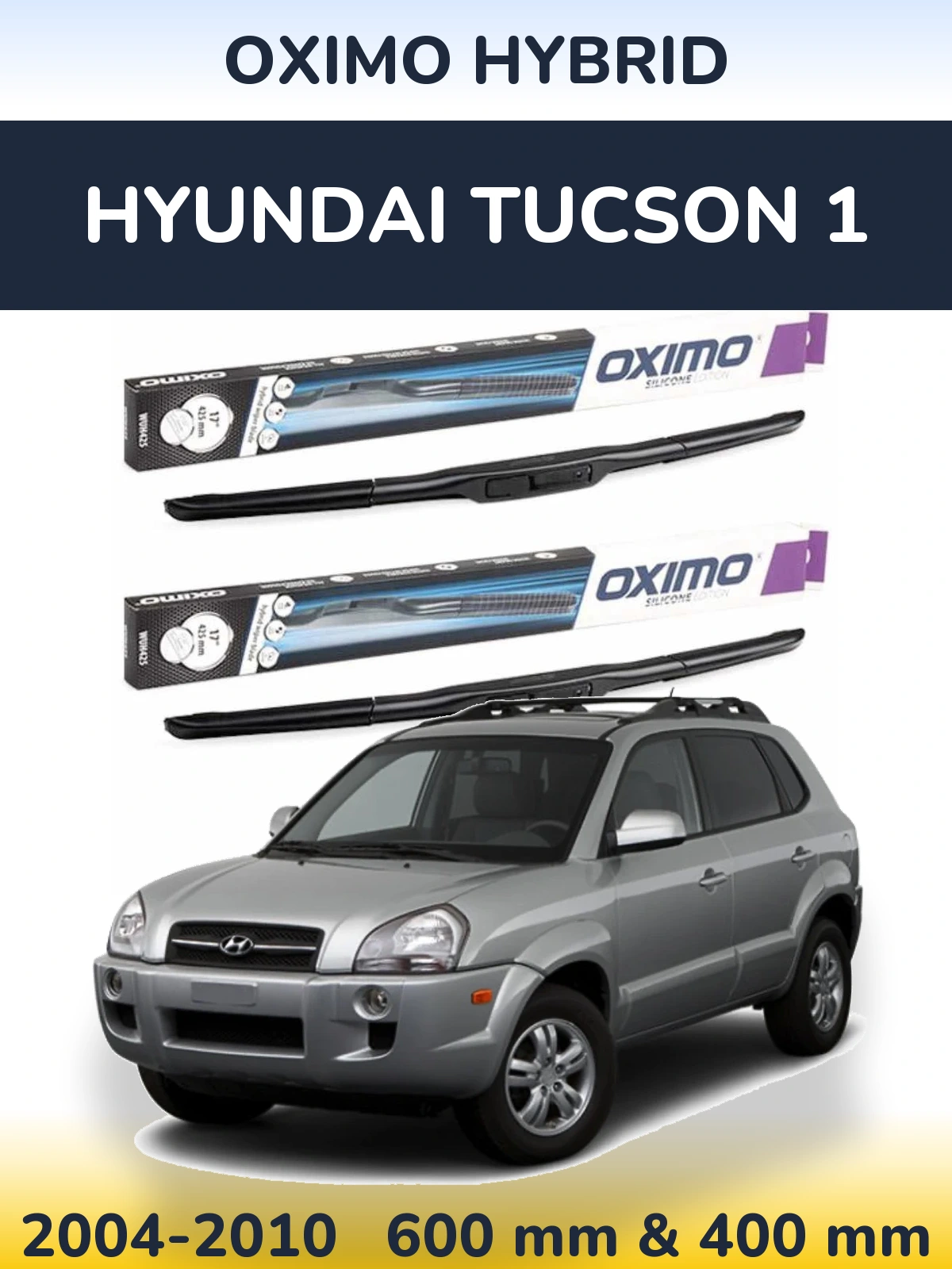 Sada předních stěračů Oximo Hybrid 600 a 400 mm pro Hyundai Tucson 1 2004-2010