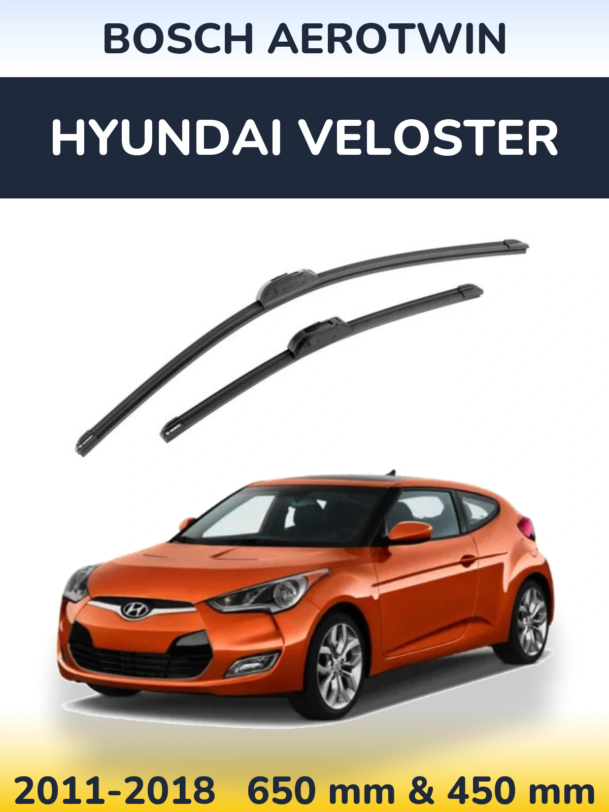 Sada předních stěračů BOSCH AeroTwin 650 a 450 mm pro Hyundai Veloster 2011-2018
