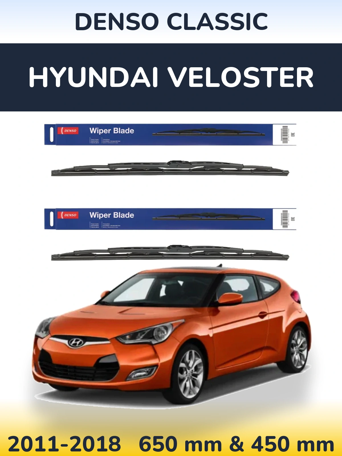 Sada předních stěračů Denso Classic 650 a 450 mm pro Hyundai Veloster 2011-2018